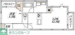 ロコティーダ武蔵中原 1LDKの間取図画像