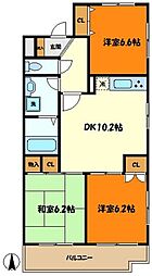 リテラス武蔵中原 3DKの間取図画像
