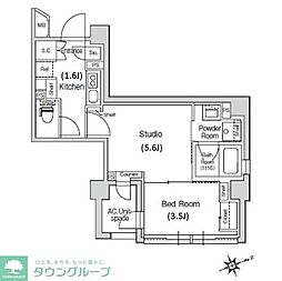 スタイリオ元住吉2 1DKの間取図画像