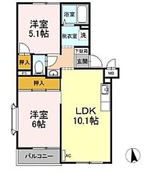 ビラ・ジュニペラスC 2LDKの間取図画像