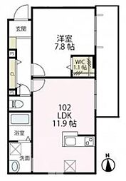 プレジオ高津 1LDKの間取図画像