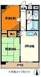 カピトール川崎1 2DKの間取図画像