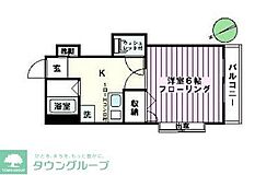 ファルコン堀口 1Kの間取図画像