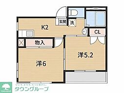 コートサイドビュー 2Kの間取図画像