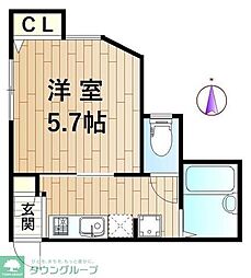 エタージュ元住吉 1Kの間取図画像