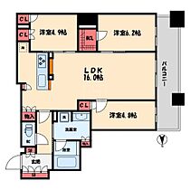 ブランズタワー大阪本町  ｜ 大阪府大阪市中央区南本町2丁目（賃貸マンション3LDK・29階・77.61㎡） その2