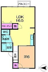コーポ神功 1階1LDKの間取り