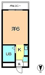 ドリーム・タナカ2 1Kの間取図画像