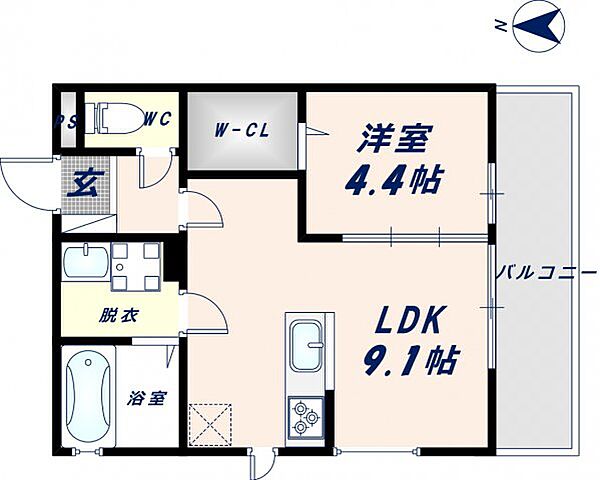 ええいろ 101｜大阪府東大阪市西堤学園町2丁目(賃貸アパート1LDK・2階・34.66㎡)の写真 その2