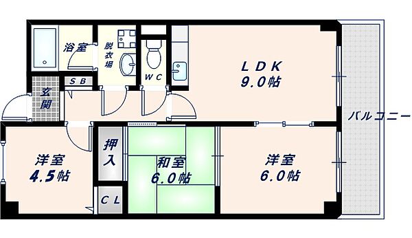 メゾンパルフェート 305｜大阪府東大阪市川俣1丁目(賃貸マンション3LDK・3階・56.13㎡)の写真 その2