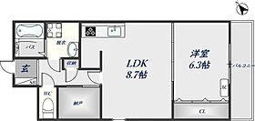 ロゼオ八尾 301 ｜ 大阪府八尾市東久宝寺2丁目7-8（賃貸マンション1LDK・3階・38.58㎡） その2