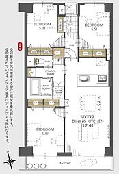 稲毛ビューハイツ3棟 3LDKの間取図画像