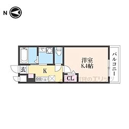 プライベース井倉 2階1Kの間取り