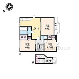 京都丹後鉄道宮福線 福知山市民病院口駅 徒歩7分の賃貸アパート 2階3LDKの間取り