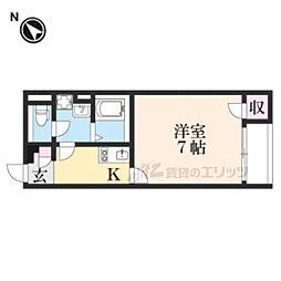 レオパレス羽崎 2階1Kの間取り