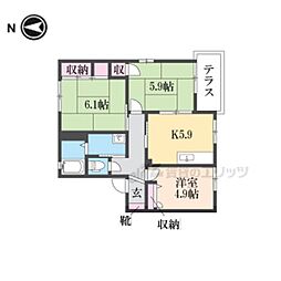 JR福知山線 福知山駅 徒歩7分の賃貸アパート 1階3Kの間取り