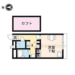レオパレスエル　カルチェ 2階1Kの間取り