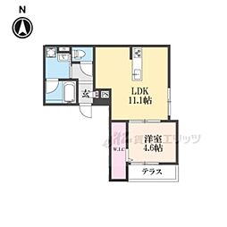 JR山陰本線 並河駅 徒歩8分の賃貸マンション 1階1LDKの間取り