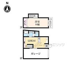 カーサフォレスト西賀茂 1階1LDKの間取り
