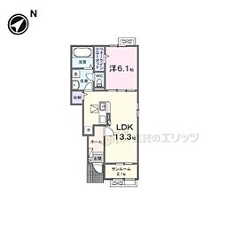 JR山陰本線 石原駅 バス4分 前田下車 徒歩6分の賃貸アパート 2階2LDKの間取り