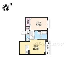 ヴィーエ 3階1LDKの間取り