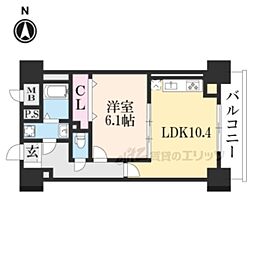 シエラコート 6階1LDKの間取り