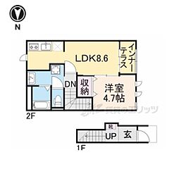 Ｌａ・Ｎｏｒｄ． 2階1LDKの間取り