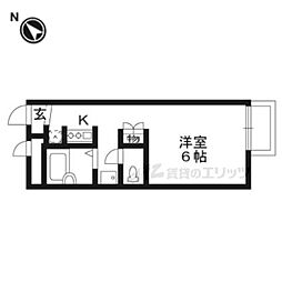 ハッピーワン 1階1Kの間取り