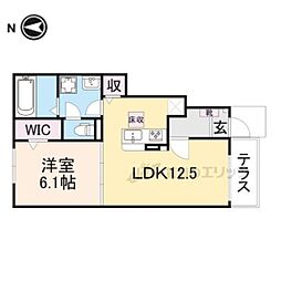 JR福知山線 篠山口駅 7.1kmの賃貸アパート 1階1LDKの間取り