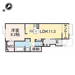 JR播但線 和田山駅 バス14分 朝来医療センター下車 徒歩4分の賃貸アパート 1階1LDKの間取り