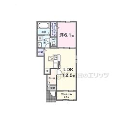 JR播但線 和田山駅 バス14分 朝来医療センター下車 徒歩8分の賃貸アパート 1階1LDKの間取り