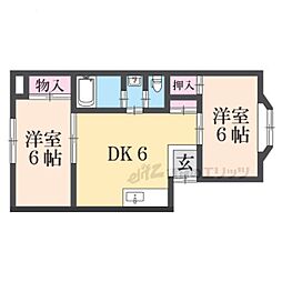白鳥ハイツ 1階2DKの間取り