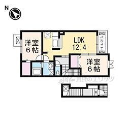 グランデＨ＆？木村 2階2LDKの間取り