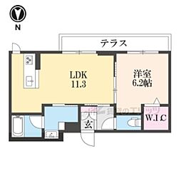 グラン・エストヴィル 2階1LDKの間取り