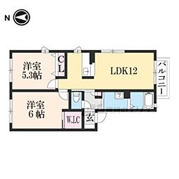 JR山陰本線 福知山駅 徒歩15分の賃貸アパート 2階2LDKの間取り
