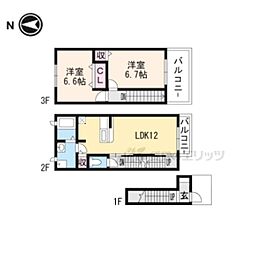 プルフィー 2階2LDKの間取り