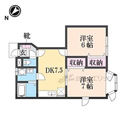 京都丹後鉄道宮福線 福知山市民病院口駅 徒歩7分の賃貸アパート 1階2DKの間取り