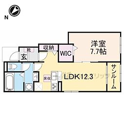 カーサＫラスタ 1階1LDKの間取り