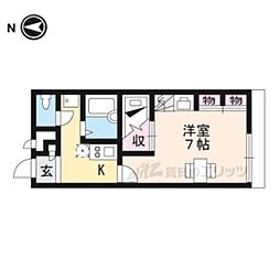 レオパレス嵯峨 1Kの間取図画像