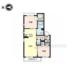 エスポワールヒデ 2LDKの間取図画像
