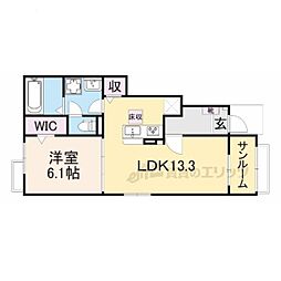 クレール丹波II 1LDKの間取図画像