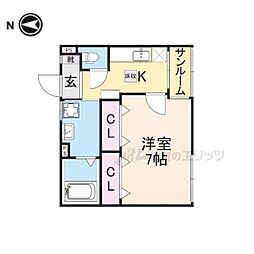 リベラ 1Kの間取図画像