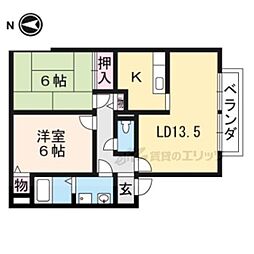 アルデア岸ノ上ノルテ 2LDKの間取図画像
