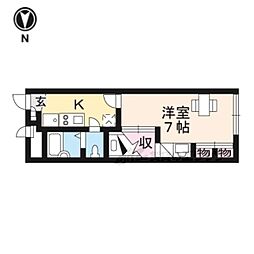 レオパレス二条ヒルズ 1Kの間取図画像