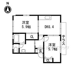 バリュージュ青野C 2DKの間取図画像