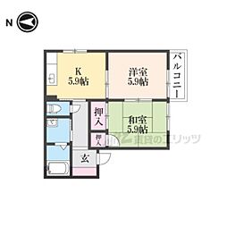 コーラル篠B 2Kの間取図画像