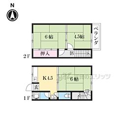 JR福知山線 福知山駅 3.6kmの賃貸アパート 1階3DKの間取り