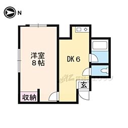 JR山陰本線 園部駅 徒歩14分の賃貸マンション 1階1DKの間取り
