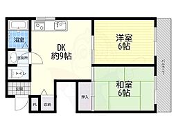 ミレ桜塚 2DKの間取図画像