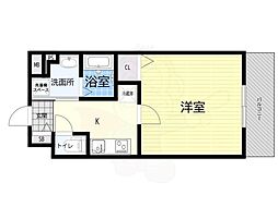 Luxe新大阪3 1Kの間取図画像